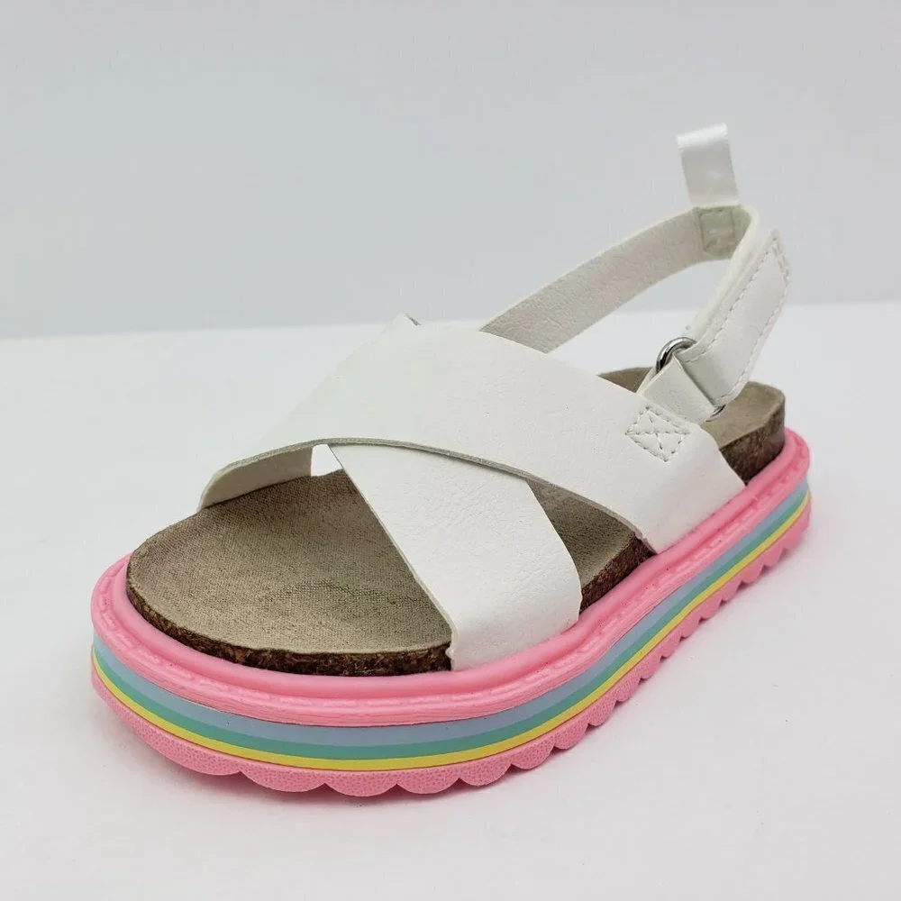 NEW Carters Cindy Baby Girl Size 5 White Pink Footbed Platform Sandals CS22L05B
